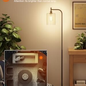 addlon Modern Black Floor Lamp with Glass Shade