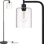 addlon Modern Black Floor Lamp with Glass Shade