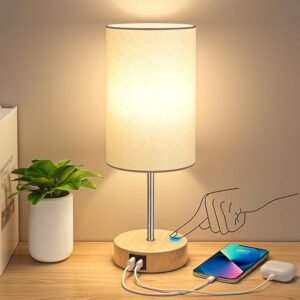 AKASUKI 3-Way Dimmable Touch Table Lamp with USB Ports