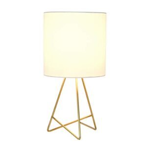 Chic Gold & White Fabric Table Lamp - 13.5"" Design