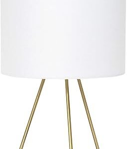 Chic Gold & White Fabric Table Lamp - 13.5"" Design