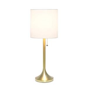 Chic Gold & White Tapered Drum Shade Table Lamp