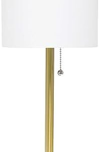 Chic Gold & White Tapered Drum Shade Table Lamp