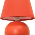 Chic Orange Mini Ceramic Globe Table Lamp by Simple Designs