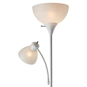 Dual Function Matte White Torchiere & Reading Floor Lamp