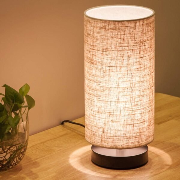 Elegant Cylinder Table Lamp with Wooden Base - Versatile Design