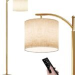 Elegant Gold Arc Floor Lamp with Remote & Dimmable Light