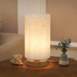 Minimalist Bedside Nightstand Lamp with Warm Linen Shade