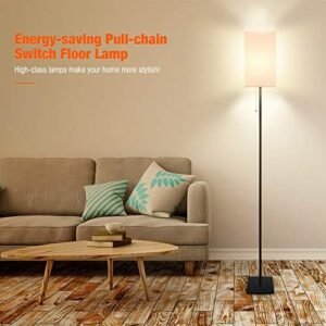 Modern Tall Floor Lamp with Linen Shade & LED Bulb