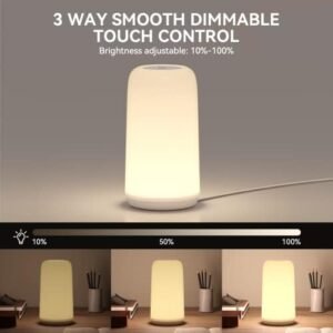 Modern Touch Bedside Lamp: RGB Dimmable & Sleek Design