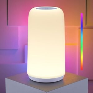 Modern Touch Bedside Lamp: RGB Dimmable & Sleek Design