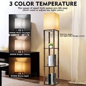 RUNTOP Modern Floor Lamp with Shelves & Adjustable Light