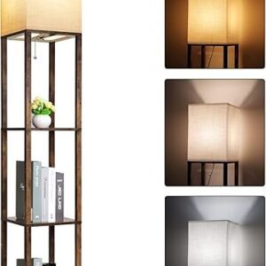 RUNTOP Modern Floor Lamp with Shelves & Adjustable Light