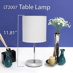 Simple Designs Mini Chrome Table Lamp with White Shade