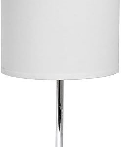 Simple Designs Mini Chrome Table Lamp with White Shade