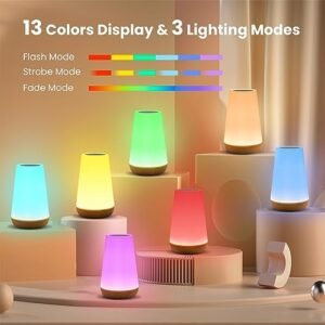 THAUSDAS Dimmable Touch Night Light: 13 Colors & Portable