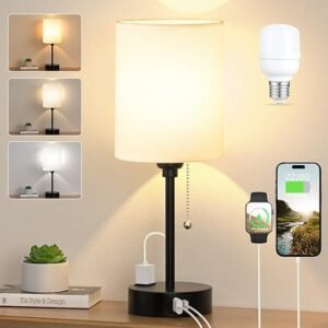 Versatile Bedside Lamp with USB Ports & 3 Color Modes
