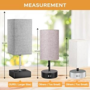 WIHTU 3-Color USB Bedside Lamp with Pull Chain