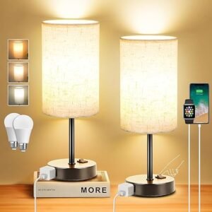 ZJOJO Set of 2 Dimmable Bedside Table Lamps